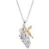 Engelsrufer Collana da donna in argento 925 con ciondolo a forma di piuma d'argento e angelo d'oro, ERN-FEDER-ANGEL-BIG, 50 cm, Argento sterling, Nessuna pietra preziosa