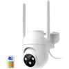 PEEIPM 4G LTE Telecamere Esterno con Sim: 360° PTZ Videocamera Sorveglianza Esterno Visione Notturna Colori 24/7 Allarme Casa AI Movimento Tracciamento IP65(Ricarica del cavo)