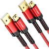 JSAUX Cavo mini USB [2 pezzi 1M+2M] Cavo di ricarica USB 2.0 Mini B compatibile con controller PS3, Dash Cam, Garmin GPS Navi, Blue Yeti, Ti-84 Plus CE lettore MP3, Tiptoi, Canon rossa