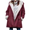 Generic Cappotto invernale da donna, lungo, foderato, taglie forti, in pile, con cappuccio, effetto pelle scamosciata, taglie forti, a maniche lunghe, in pelliccia sintetica, Vino41, 3XL