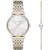 Armani Exchange Set con orologio da donna a tre sfere in acciaio e bracciale, AX7156SET, Set tono argento e tono oro
