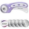 Headley Tools Taglierina rotante da 45 mm con 5 lame extra, manico ergonomico con blocco di sicurezza per tessuti, pelle, artigianato, cucito, trapuntatura, tessuto, perfetto per mano sinistra e destra (viola)