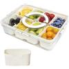 RUNQIN OUTDOOR Vassoio Portata Diviso con Coperchio e Maniglia, Contenitore Portatile per Alimenti, Piatti Snack, 8 Scomparti Rimovibili per Feste,Organizer Riutilizzabile per Antipasti,Verdure,Caramelle,Frutta,Noci