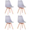 DEYARNA HOME Set di 4 Sedie da Pranzo Moderne, Sedie Imbottite per la Sala da Pranzo, Sedie da Cucina Scandinave con Gambe in Legno di Faggio (Grigio)