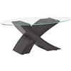 Totò Piccinni Tavolino da Salotto FOX piano in vetro temperato design Moderno (Wengè Ovale)