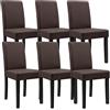 [en.casa] Set di 6 Sedie Imbottite da Sala con Gambe in Legno Massiccio Rivestimento in Similpelle Sedie da Cucina Salotto Ufficio - Marrone