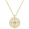 GAVU Collana Donna Argento Placcato Oro 14K con Ciondolo Bussola Rosa dei Venti con Zirconia Cubica