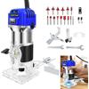 AUTOFU Rifilatore Fresatrice Verticale 800W Rifilatore Elettrica per Legno con 15 Pezzi Punte per Taglialegna Professioanle da 1/4 6.35 mm Elettrofresatrice 4000-27000R/Min 6 Velocità Regolabili