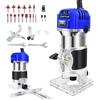 AUTOFU Strumento Compatto da 800W per la Lavorazione del Legno Router Portatile per la Lavorazione del Legno Router elettrico per Legno Trimmer con 15 1/4 (6,35 mm) Pezzi di Fresa Fai da te, 27000 G/min