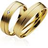 JC Trauringe JC Coppia di fedi nuziali in argento 925 placcato oro con diamante e incisione anelli di fidanzamento anelli di fidanzamento brillanti anelli per matrimonio anelli per partner platino oro giallo P902