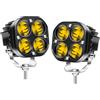 Willpower 2Pcs Faro LED 12v, 3 Pollici 40w, Impermeabile per Trattore Camion Off Road Auto SUV ATV 4x4 - Luce Gialla