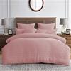MK Home Textile Seersucker - Set copripiumino con federe, 100% cotone, qualità alberghiera, bianco, argento, grigio | grigio | per letto matrimoniale king size super king size (rosa, matrimoniale)