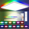 Yexati Plafoniera LED Soffitto 24W 3200LM 13RGB Dimmerabile con Telecomando, 3000-6500K Lampada da Soffitto IP54 Impermeabile Plafoniere Cambia Colore per Bagno Camera da Letto Soggiorno Quadrata 30CM