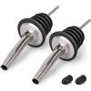 BALTRE Speed - 2 beccucci versatori in acciaio inox, per bottiglie di vino, olio d'oliva e aceto, con beccuccio affusolato, adatti per bottiglie di circa 1,9 cm, con tappi antipolvere sigillati