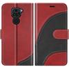 BoxTii Cover per Xiaomi Redmi Note 9 / Redmi 10X 4G, Custodia in PU Pelle Portafoglio per Xiaomi Redmi Note 9 / Redmi 10X 4G, Magnetica Cover a Libro con Slot per Schede, Rosso