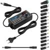 HOUHUI Alimentatore Universale, 3-24V Caricabatterie Universale, 3A, 72W Adattatore di Alimentazione Regolabile 100 V-240 V AC a DC con Indicatore di Tensione LED e 5,5 x 2,5 mm, 14 Consigli per Elettronica