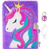 Pinkgarden Diario per bambini, 160 pagine, diario segreto, taccuino in peluche con serratura e chiave per scrivere e disegnare, regali per ragazze, bambini, ragazzi (nuovo unicorno)