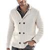 Rrongwn Cardigan da uomo, cardigan di lana, doppio petto, giacca invernale tinta unita, per le mezze stagioni, a maglia, a maniche lunghe, elegante, moderno, da lavoro, per il tempo libero, bianco,