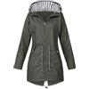 Generic Giacca antipioggia da donna traspirante 5XL taglie forti impermeabile giacca softshell giacca da esterno gialla giacca di transizione giacca leggera Giacca Similpelle Donna Beige (Dark Gray, XXL)