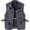 Generic Top sciolto solido camicia giacca di jeans senza maniche gilet di jeans da donna colore donna gilet in denim top gilet caldo cappotti per le donne trendy base giacche quotidiane, Nero , XL