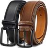 KEMISANT Cintura Uomo 2 Pezzi, Cintura Pelle per Jeans Casual 35mm,Dimensione Fissa(Nero/Grigio sacro,140cm/48-50 vita regolabile)