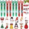 Huahuanghui 8 Pezzi Penne a Sfera di Natale 10 in 1 + 12 Pezzi Foglietti Adesivi Natalizie,Penne Natalizie a Sfera Retrattili Colorate Gadget Compleanno Bambini,Pupazzo di Neve di Babbo Natale Buntstifte