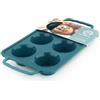 MY WAVE Master Chef Junior - Stampo per 6 muffin con manici in silicone blu tacchino - antiaderente e pratico