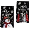 YUNHENTONG Strofinacci Natalizi, 2 Pezzi Strofinaccio Cucina Natale 18 x 26 Pollici Strofinacci da Cucina Natalizi Carino Asciugamani Natalizi per i Casalinghi Natalizi (Nero)
