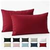 Dreamzie Federe 50x80 Cotone Rinforzato (Set da 2) - Borgogna - Trama Fitta a 57 Fili/cm² - Federe Cuscini 50x80 cm - Federe Cuscino 50x80 Certificate Oeko Tex - Dreamzie