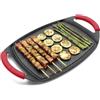 MGE World MGE - Bistecchiera Antiaderente in Pietra - Piastra Grill per Induzione - Griglia Induzione Antiaderente - Griglia Bistecchiera - 36 x 23 cm