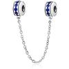 YiRong Jewelry Charm con catenina di sicurezza in argento Sterling 925, con chiusura a clip, distanziatore per bracciali Pandora con ciondoli Blue