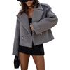 Goolecrimp Giacca Invernale da Donna Elegante Doppiopetto Corta da Ufficio con Risvolto Trench Corto Classico Blazer Caldo Giacca Corta in Tweed Stile Street Style (Grigio,M)