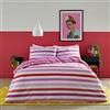Fusion - Carlson Stripe - Set copripiumino reversibile - Letto matrimoniale in rosa