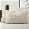 decorUhome Set di 2 federe decorative per cuscini in morbida lana sintetica, per divano, supporto lombare, per la casa, 30 x 50 cm, beige
