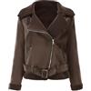 Generic Giacca in Peluche Tinta Unita da Donna Adatta per l'autunno e l'inverno con Giubbotto Primaverile Ragazza Piumino Donna Lungo (Coffee, M)