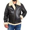 A1 FASHION GOODS Giacca da uomo in vera pelle di pecora per uomo B3 Bomber Aviator Pilots Shearling Coat Thunder, Nero / Nero, 3XL