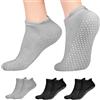 flintronic Calze Antiscivolo per Donna e Uomo, 4 Paia Calzini Antiscivolo Yoga, Calze Yoga, Calzini Pilates Sportivi con Puntini in Gomma per Yoga, Pilates, Balletto, Danza, Fitness