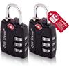 OW-Travel Lucchetto Combinazione Aprire Alert Indicatore TSA per Valigie e Bagagli. Lucchetto con Combinazione per Armadietto Palestra. Nero 2 Pezzi