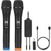 FOLTUSYMY microfono senza fili sistema dinamico doppio microfono manuale con ricevitore ricaricabile 200 piedi per karaoke, conferenze, feste, lezioni, chiesa