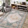 Zstar Tappeti antisporco, lavabile, senza pelucchi, per soggiorno, camera da letto, retro antiscivolo, decorazione per la casa, blu e verde, 160 x 230 cm