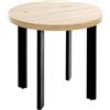 HAKU Tavolino rotondo in rovere chiaro, nero, MDF e metallo - Tavolino rotondo - Dimensioni: A 46 x Ø 50 cm Stile: Moderno