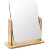 KtbeYTi Specchio da Tavolo in Legno 22 x 17 cm, Specchio da Trucco Ruota di 360 Gradi Regolabile Tavolo Girevole Specchio per Tavolo da Toeletta, Bagno