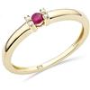 MIORE anello di fidanzamento con 4 diamanti naturali di 0,02 carati e rubino rosso naturale di 0,09 carati in oro giallo 375 a 9 carati