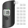 AiQInu Etilometro Portatile Certificato, Alcol Test Professionale con Display LCD Digitale, Incluir 20 Boccagli, Sensore Semiconduttore, per Uso Domestico e Professionale - Nero