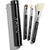 Sigma Beauty Travel Essential Trio, set di pennelli da trucco per fondotinta, cipria, ombretto, 3 pennelli con supporto in latta, sicuri sulla pelle, vegani, da viaggio, nero