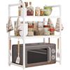 Generico Scaffale Per Forno A Microonde, 2/3 Livelli Mensola Ripiano Della Cucina, Scaffale Per Forno A Microonde Da Appoggio, Mensola Microonde Salvaspazio Con Ganci, Microonde Cucina Organizzatore Ripiani