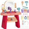 AIYAPLAY Tavolo Toeletta per Bambine 3-6 Anni con Specchio in Acrilico e Rubinetto, Gioco per Bambini in Plastica, 55x29x71 cm, Rosa