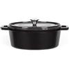 Livoo - Casseruola ovale in ghisa MEP129G - 4,5L, coperchio con gommino, 29 x 22 cm, 5,5 kg