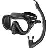 Seac Set Giglio, Set Snorkeling con Maschera Subacquea e Snorkel con Valvola di Spurgo Acqua per Adulti e Ragazzi, nero, standard