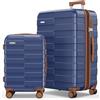 Vipbox Valigie Rigide Set 2 Pezzi 55+75cm (3 ANNI DI SERVIZIO VIP) Espandibile 100% Policarbonato Leggera Set Trolley da Viaggio Ultrar Durevole Valigia con Chiusura TSA e 4 Ruote, Blu Classico
